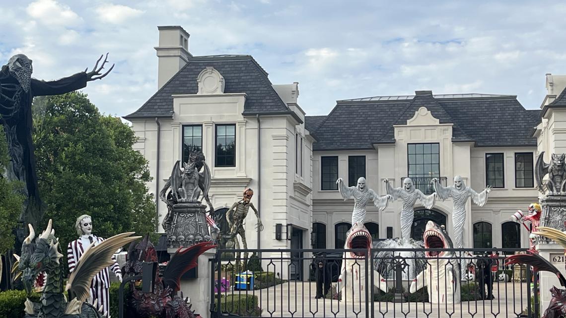 Viral Christmas mansion in Dallas transforms with new Halloween display