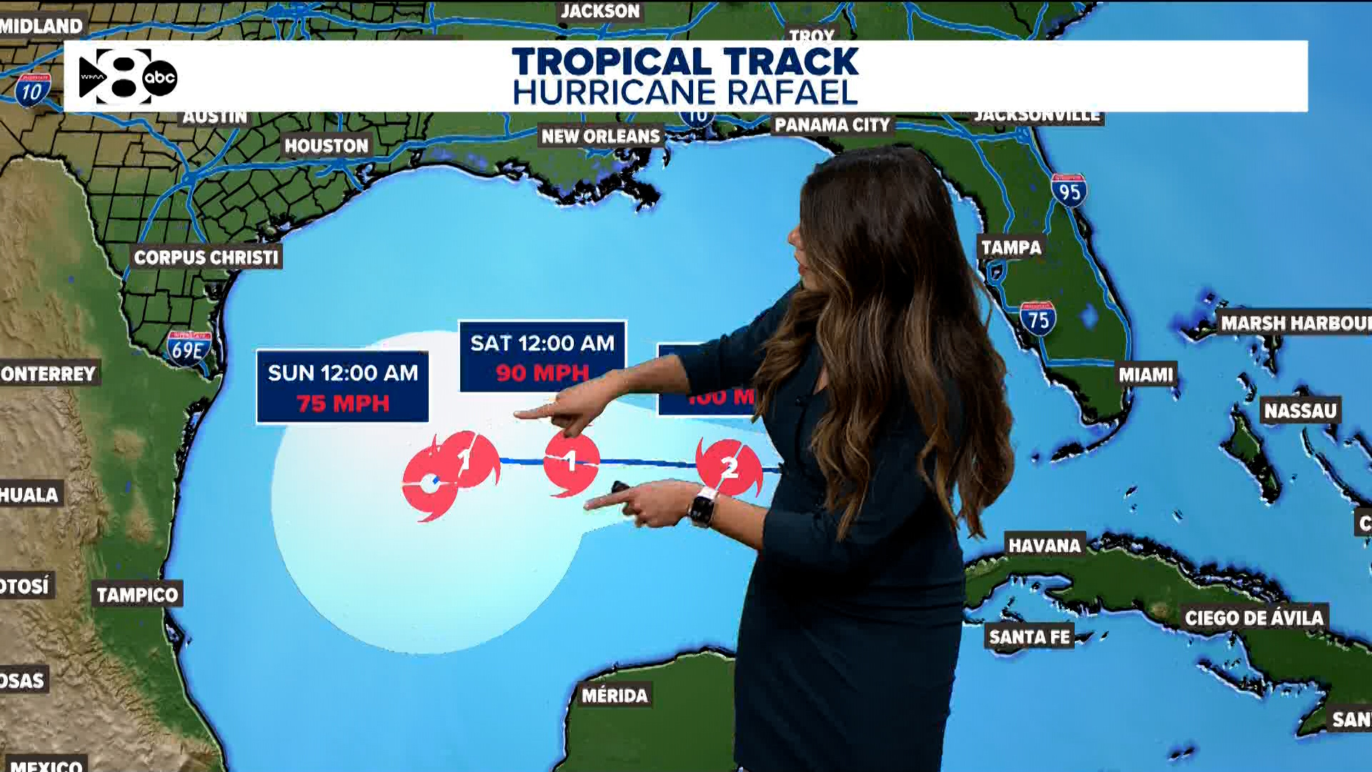 Hurricane Rafael made landfall in Cuba this week. Here's the latest forecast path track across the Gulf of Mexico.