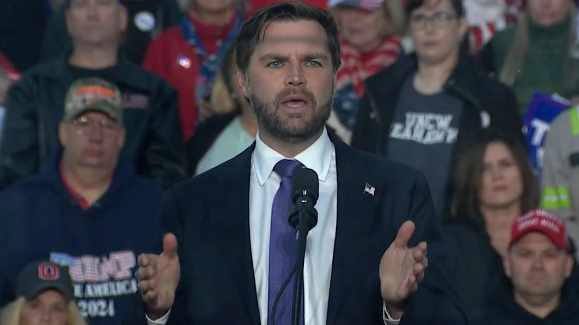 Sen. JD Vance spoke at a campaign rally in Wilmington, North Carolina, on October 16, 2024.