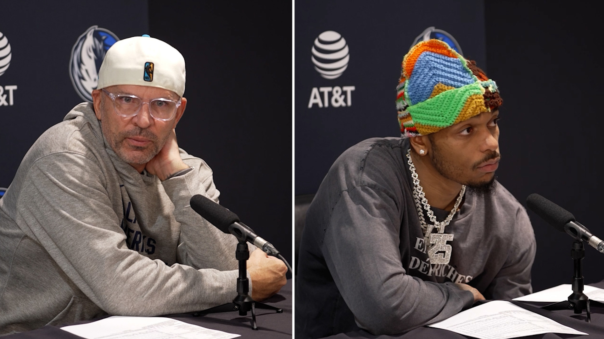 Dallas Mavericks coach Jason Kidd and forward P.J. Washington speak after the 119-116 loss to the New Orleans Pelicans.