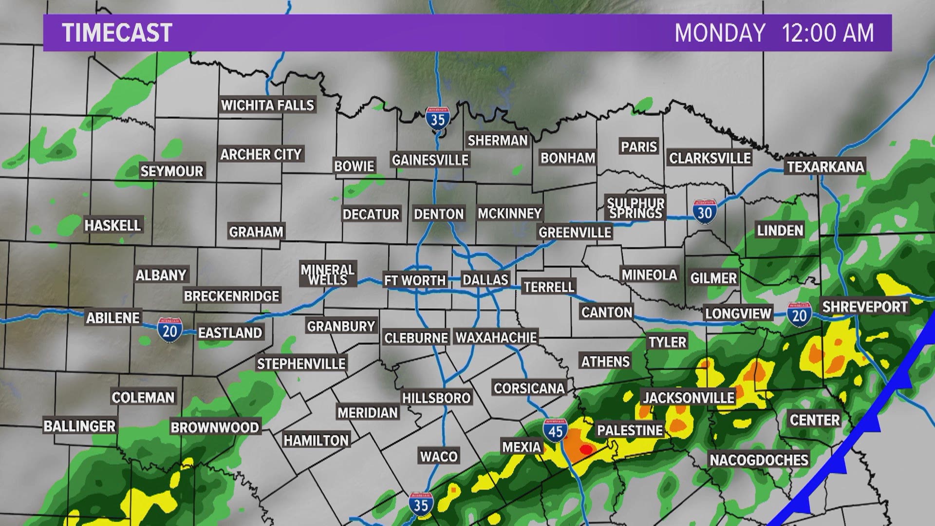 Weather Map Of Texas North Texas Weather Forecast: More Rain Expected Monday | Wfaa.com