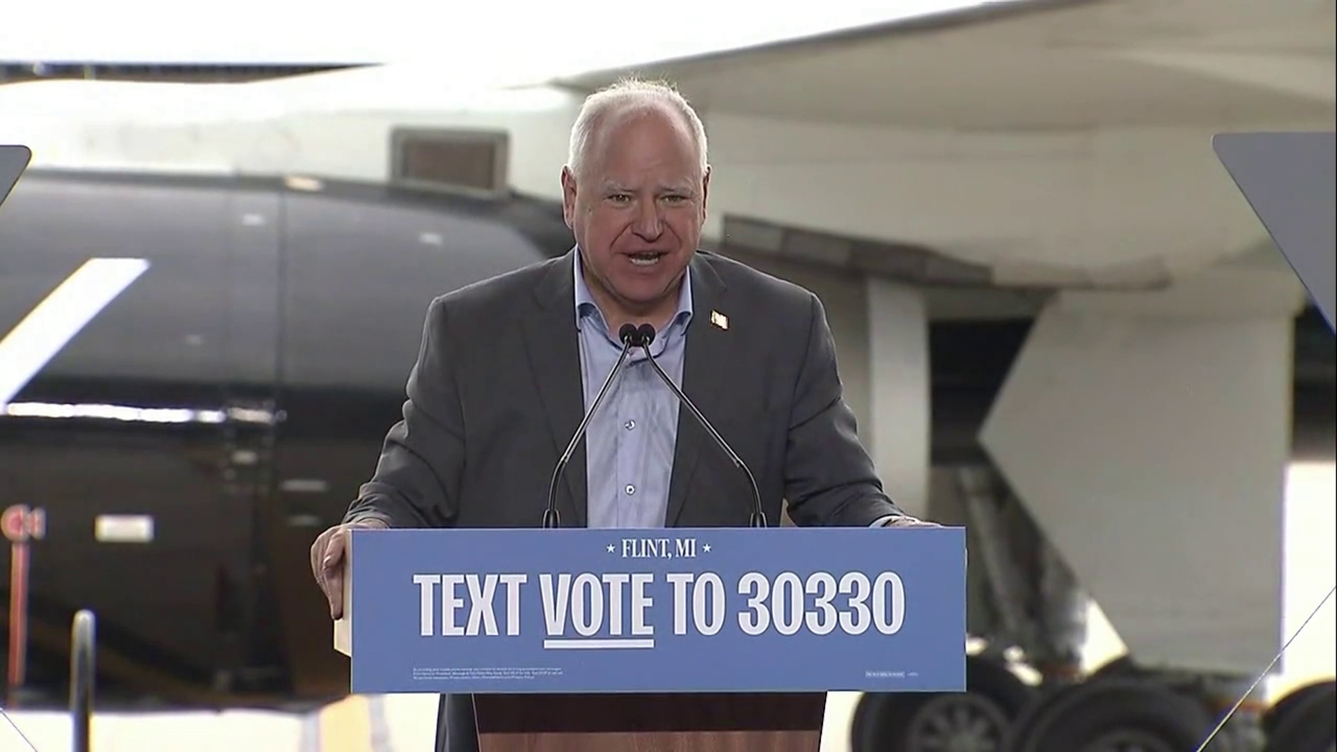 VP candidate Tim Walz spoke in Flint, Michigan.