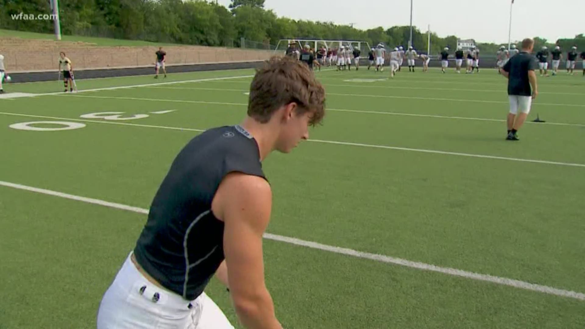 Denton Guyer kicker with only one eye putting it between the posts ...