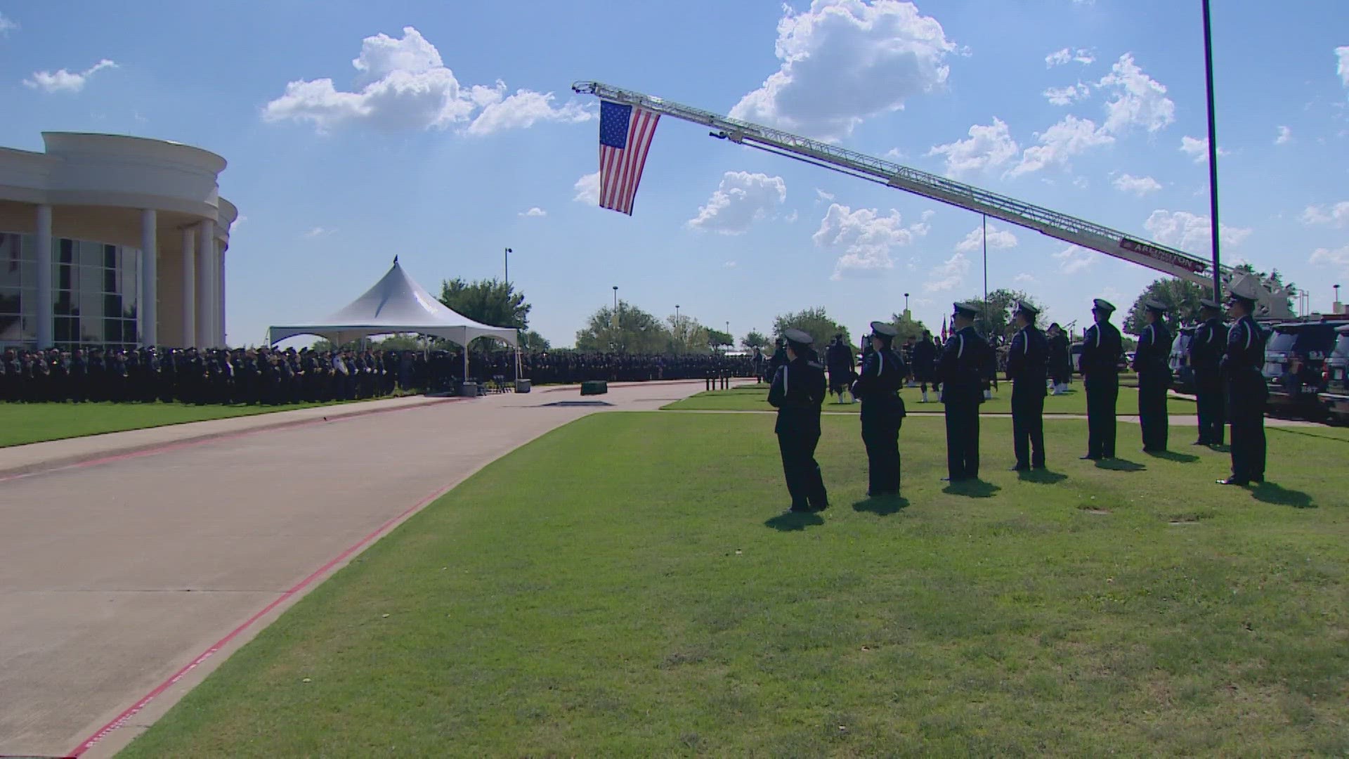 Officers traveled to North Texas from all over the country to join Darrin McMichael's family and friends in celebrating his life.