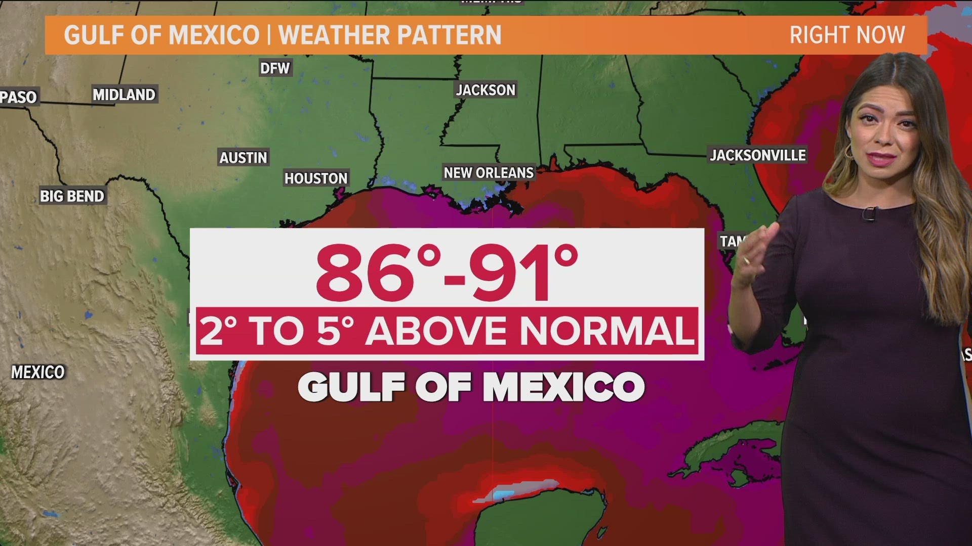 The Gulf of Mexico is warmer than usual, and it's playing a role in the Texas heat. WFAA meteorologist Mariel Ruiz explains how.