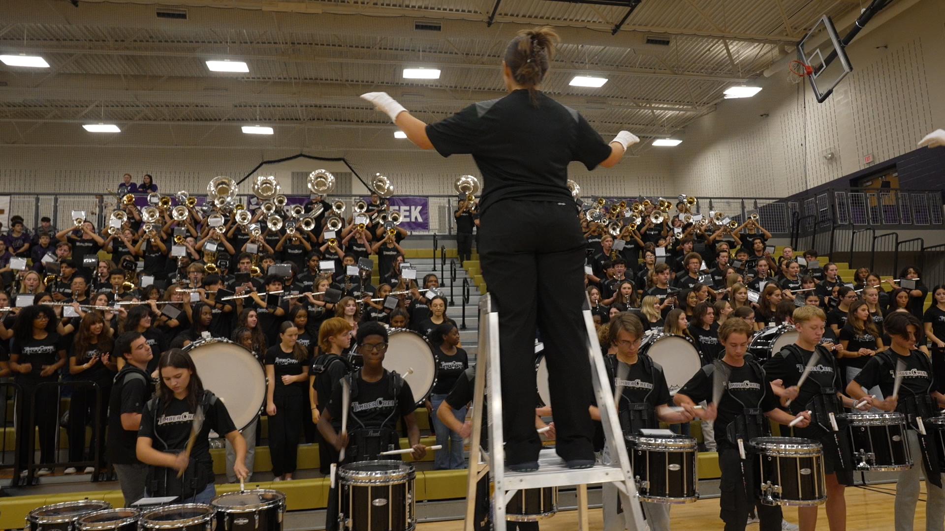 Watch the Timber Creek High School band, cheerleaders, Sky Dancers, Violet Belles and theater team perform at a pep rally on November 8, 2024.