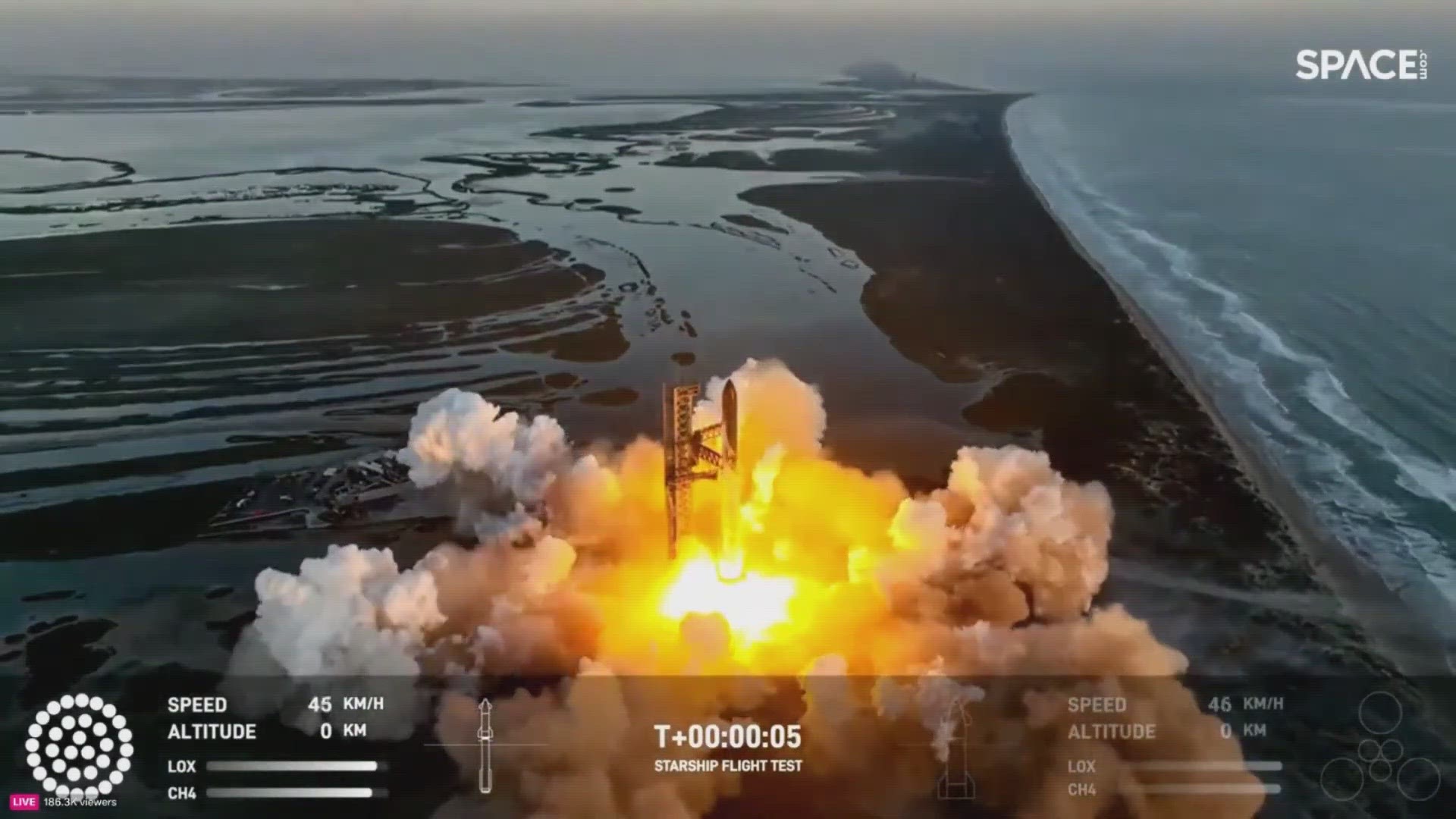 Spacex Launches Its Giant New Rocket In South Texas But A Pair Of Explosions Ends The Second