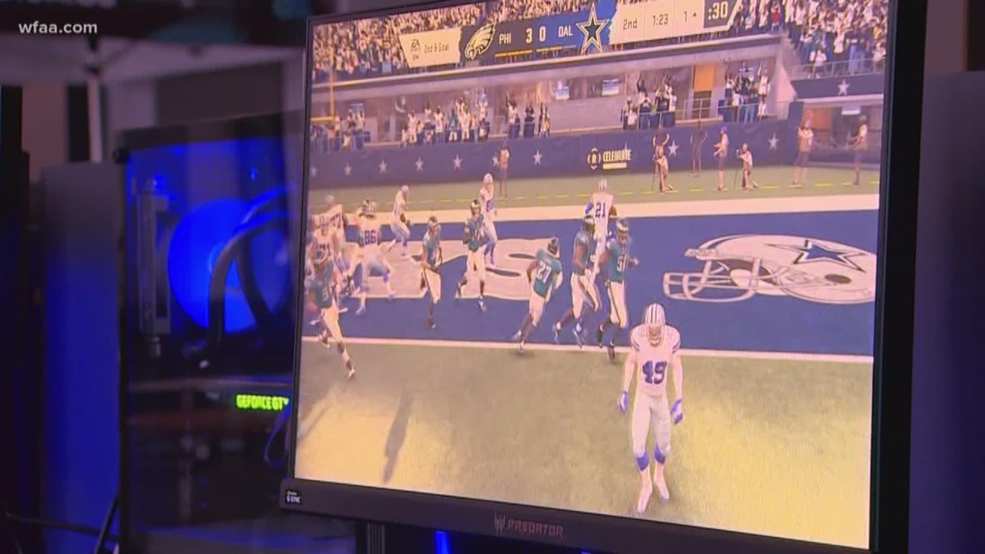 WFAA reporter Eric Alvarez went to the E-Sports Stadium in Arlington to take "Zeke Watch" into his own hands, literally. He simulated the Madden video game to see what it says will happen to the Cowboys season with Ezekiel Elliott and without him.