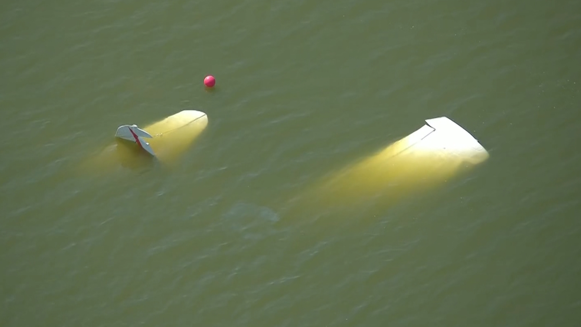 Watch chopper video of a plane that went down in Eagle Mountain Lake on October 7, 2024.