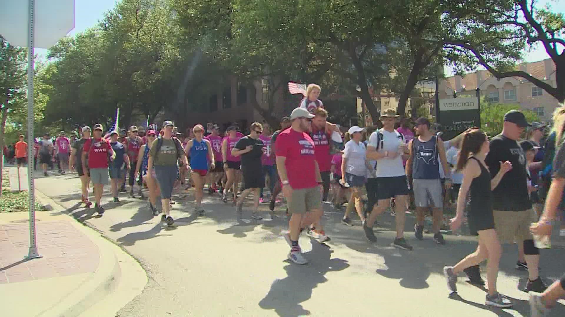 Around 10,000 people are walking for 20 hours in honor of veterans.