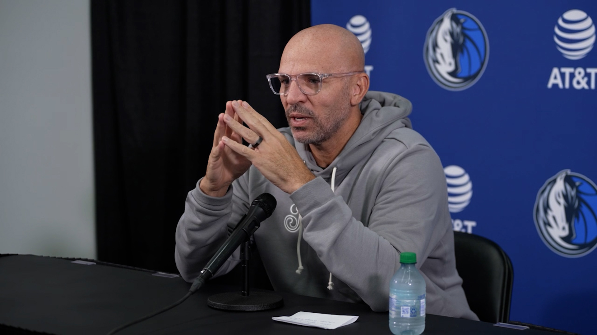 Dallas Mavericks head coach Jason Kidd speaks to reporters ahead of the Mavs' game against the Oklahoma City Thunder in Paycom Arena.