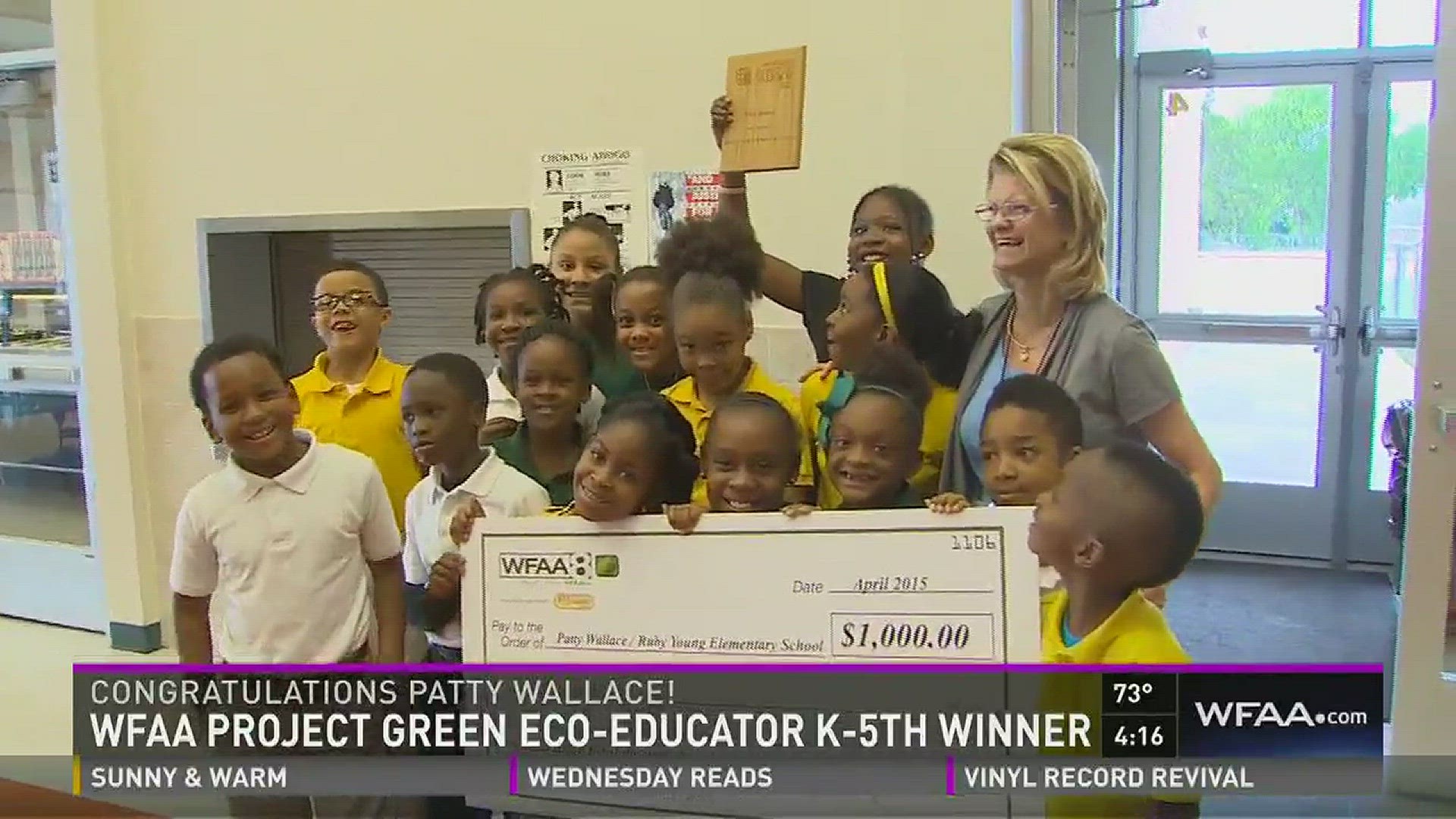 Each year WFAA's "Project Green" celebrates teachers who are "eco-educators." Master gardener Patty Wallace is the winner in the K-5 category.