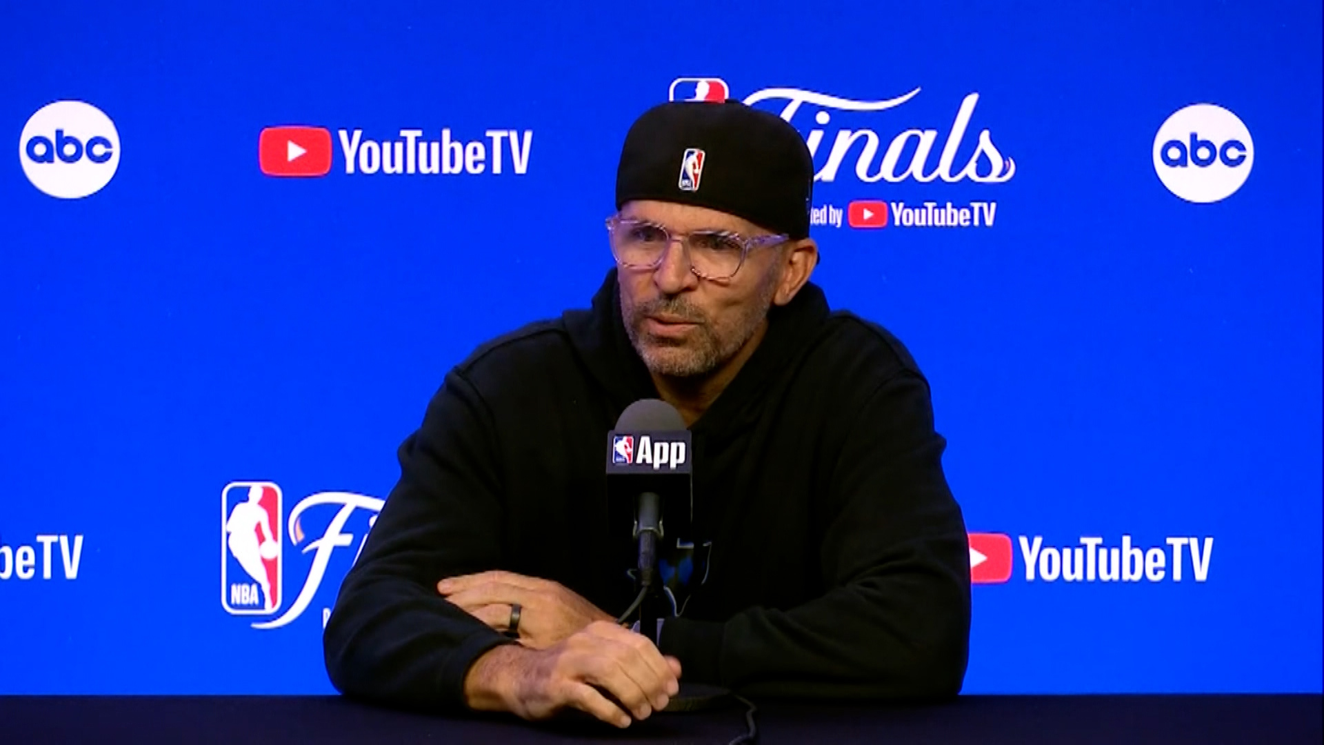 Dallas Mavericks head coach Jason Kidd speaks to the media before Game 1 of the 2024 NBA Finals.