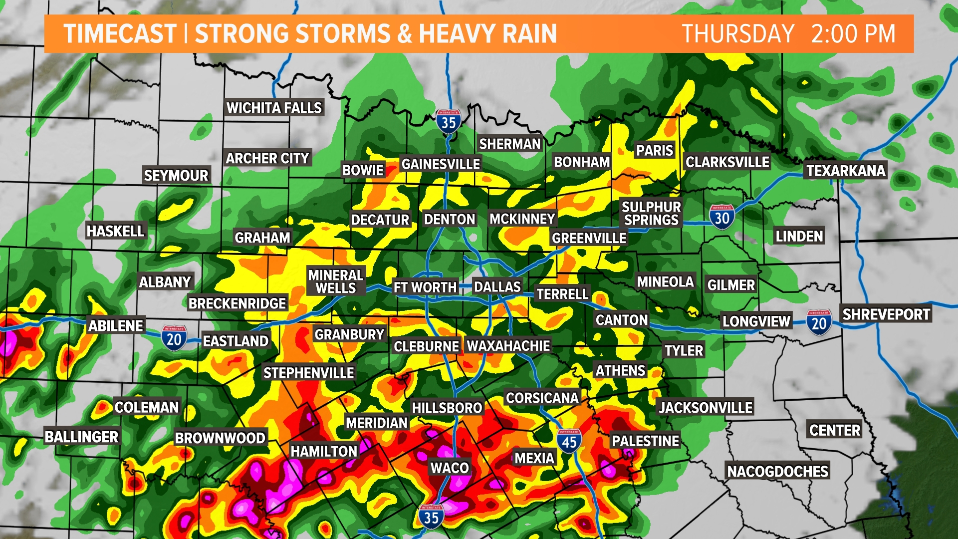 Rain timeline Thursday