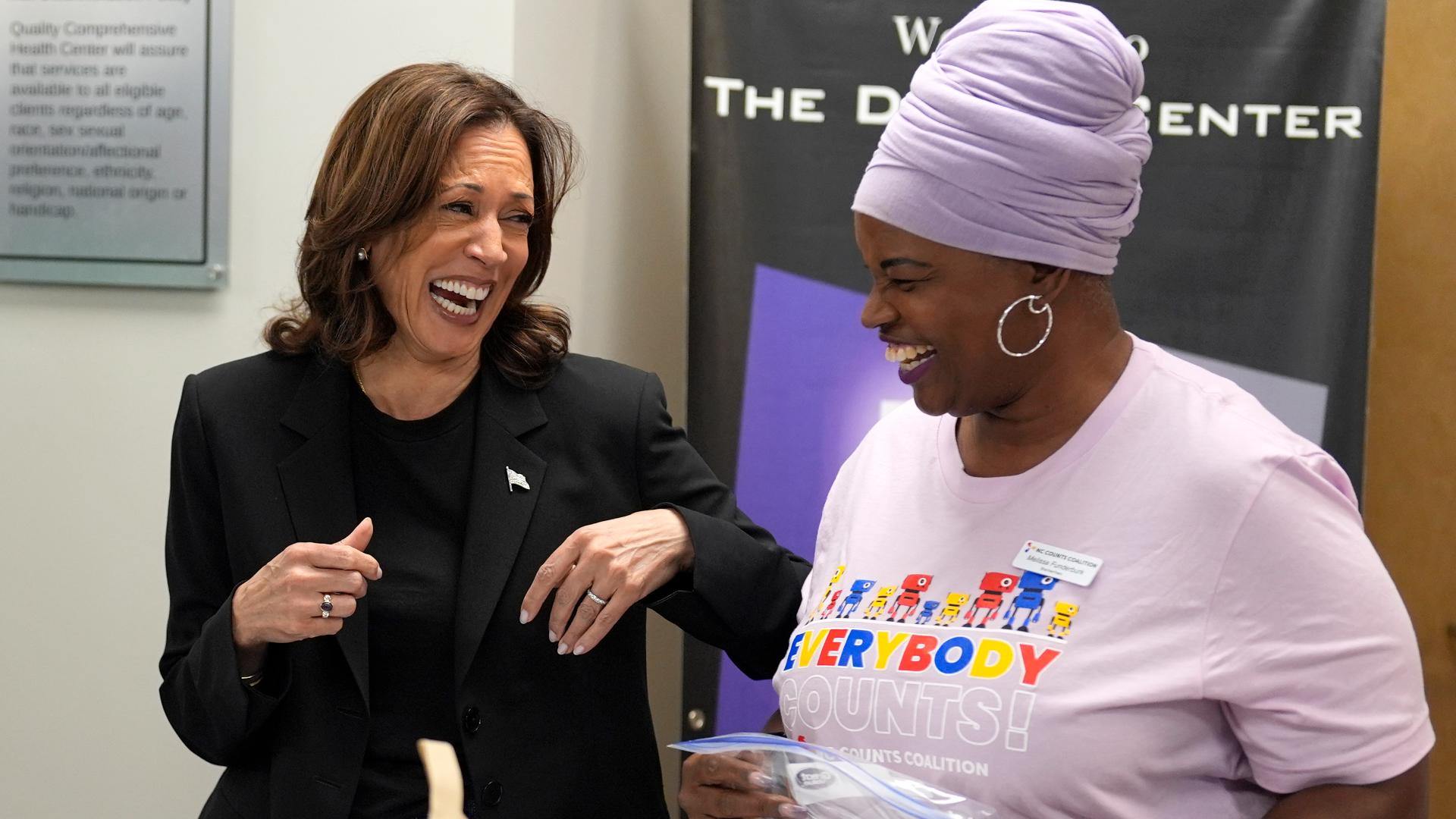 Kamala Harris visits resource center in North Carolina