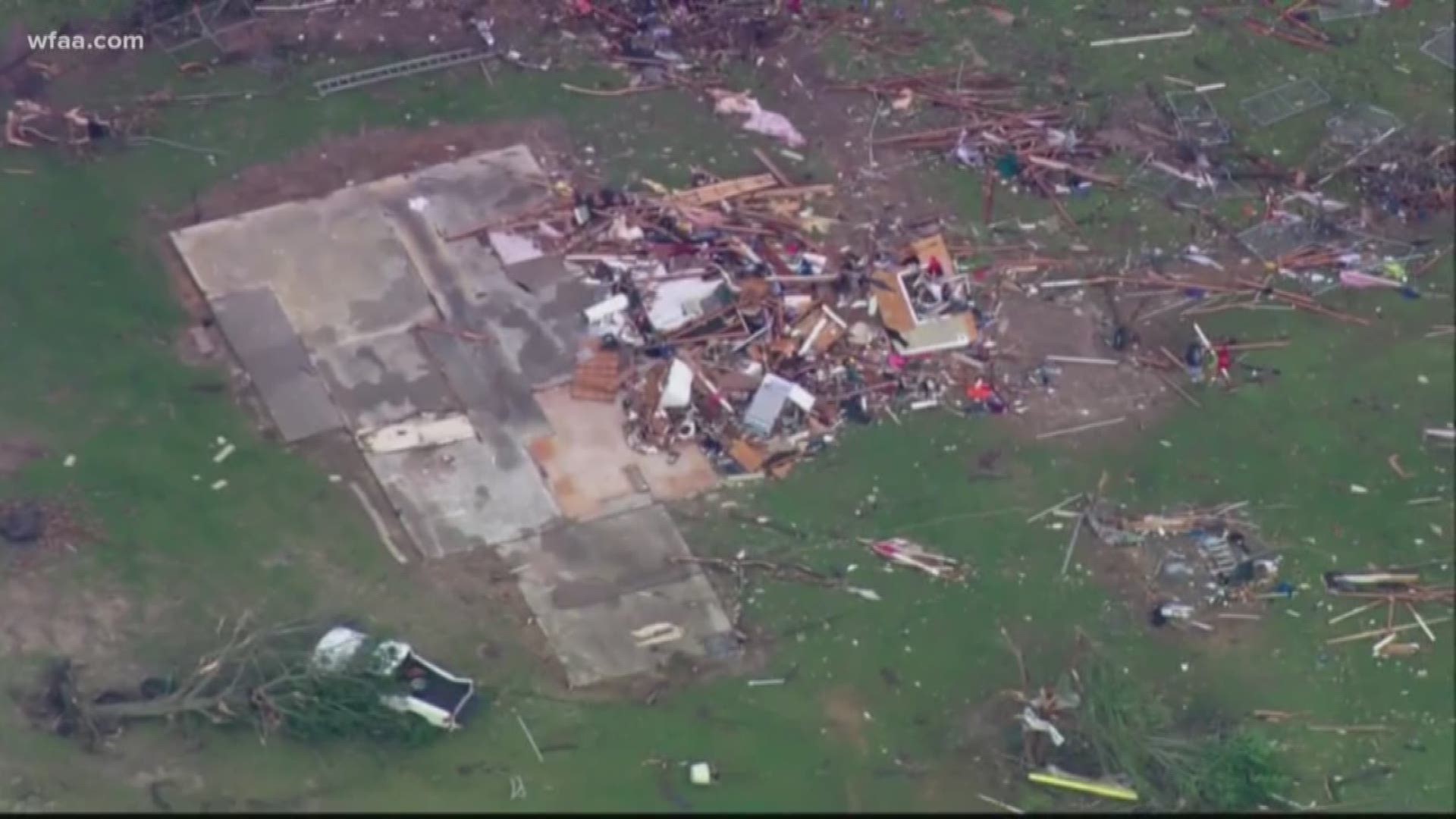 The tornado left homes in its path obliterated.