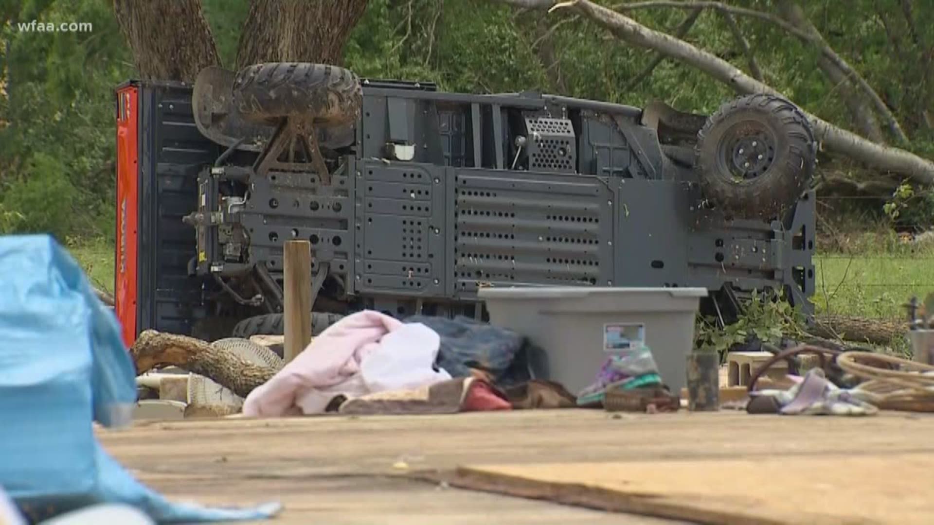 Cleanup after tornadoes tore through North Texas.