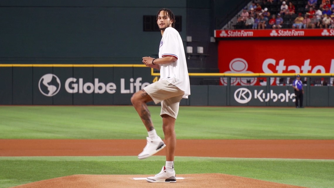 Dallas Mavericks Rookie Dereck Lively II Throws The First Pitch At ...