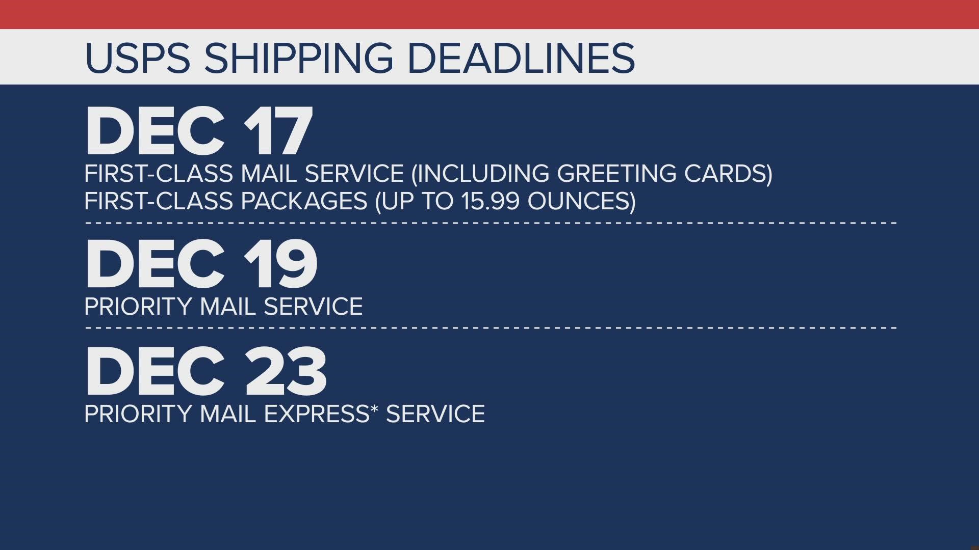 UPS, Fed Ex and the Postal Service say  you should plan to ship packages by the middle of December.