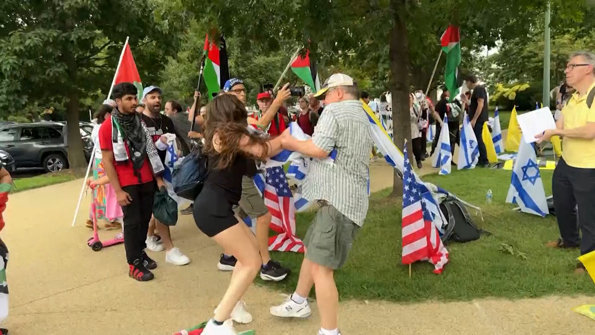 Protesters were involved in a scuffle before Israel Prime Minister Netanyahu's address to Congress on July 24, 2024.