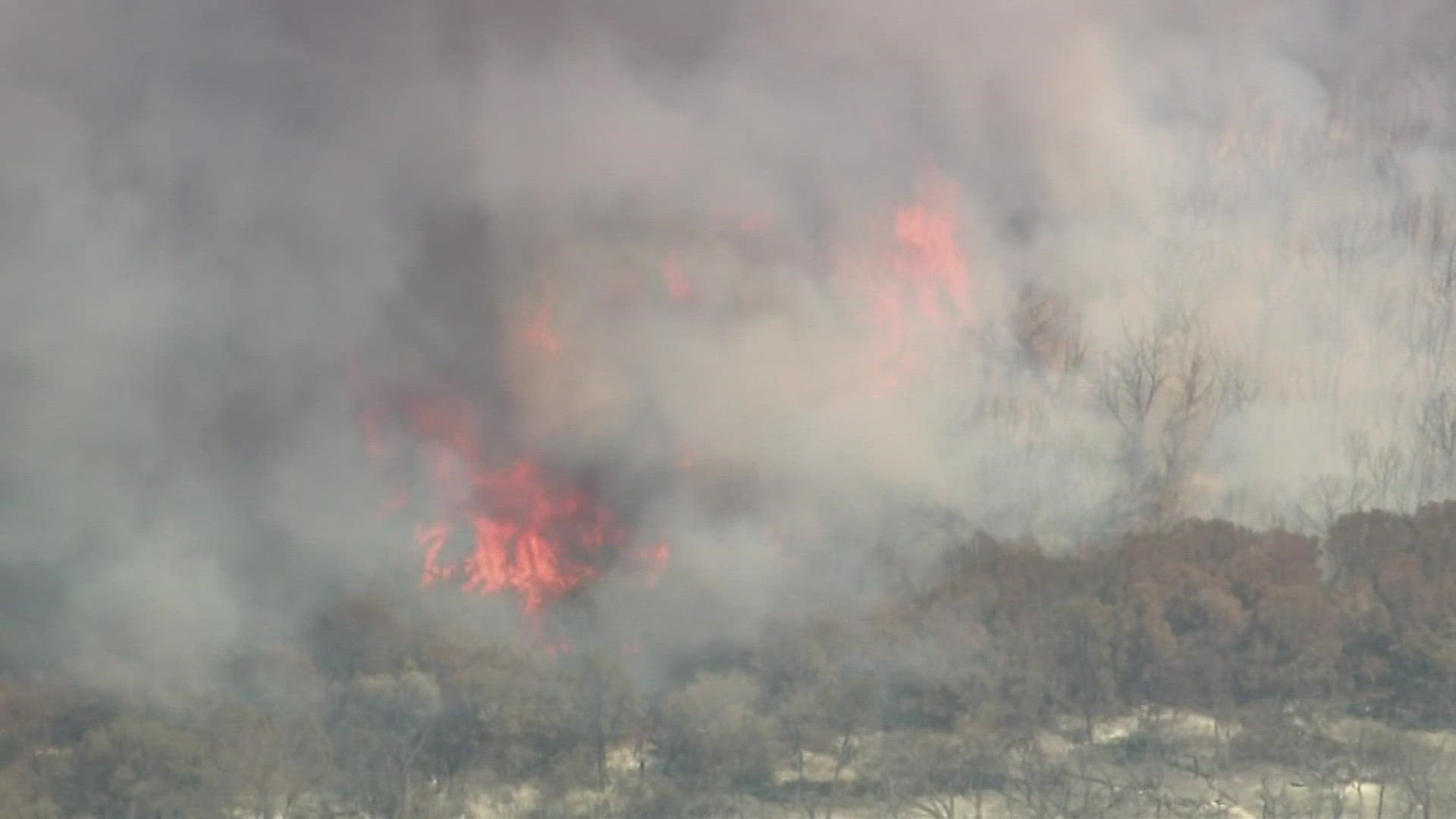 A wildfire in Somervell County, southwest of Fort Worth continued to grow Wednesday.