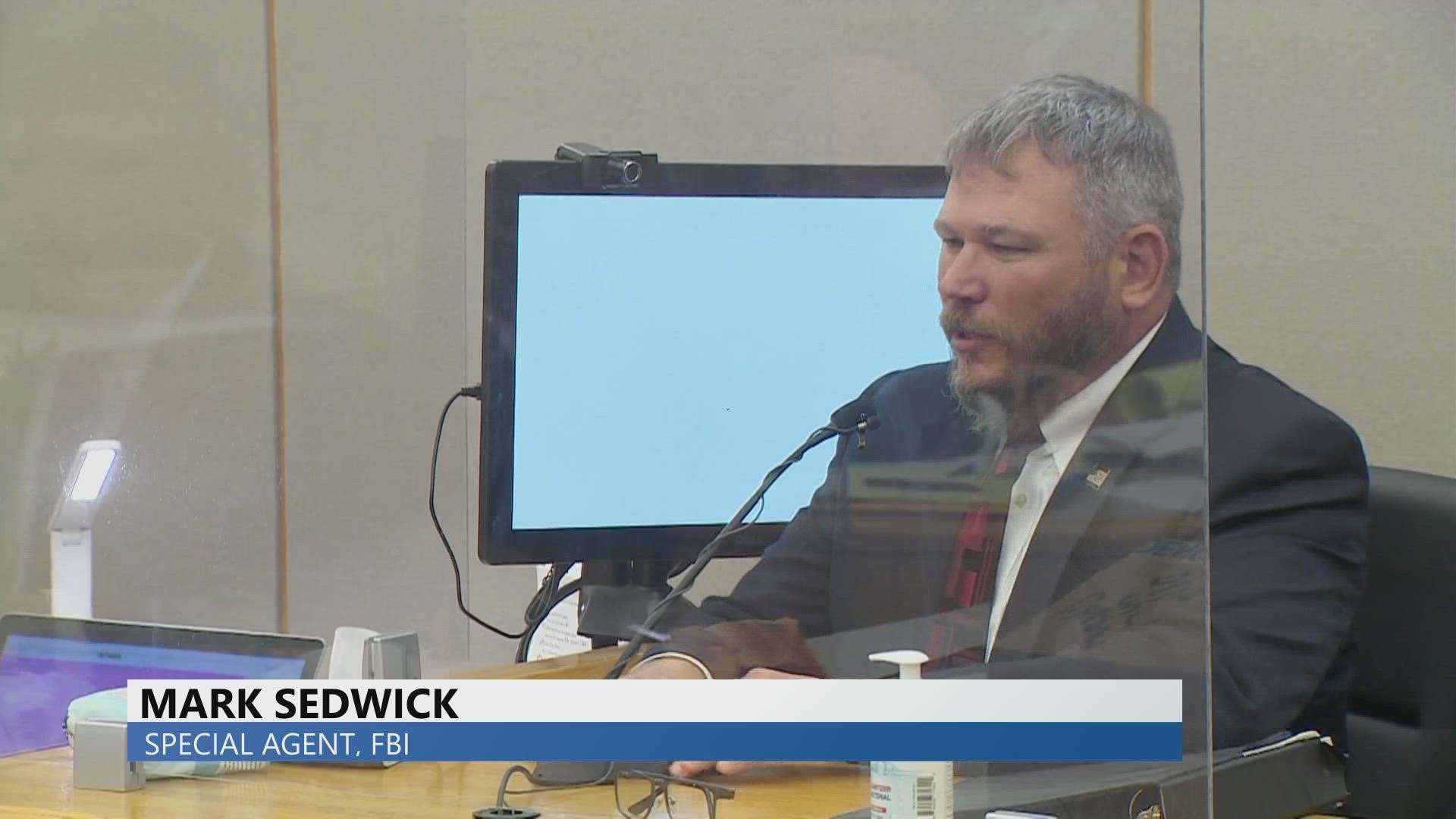 FBI special agent Mark Sedwick testified about cellphone records before the jury Thursday.