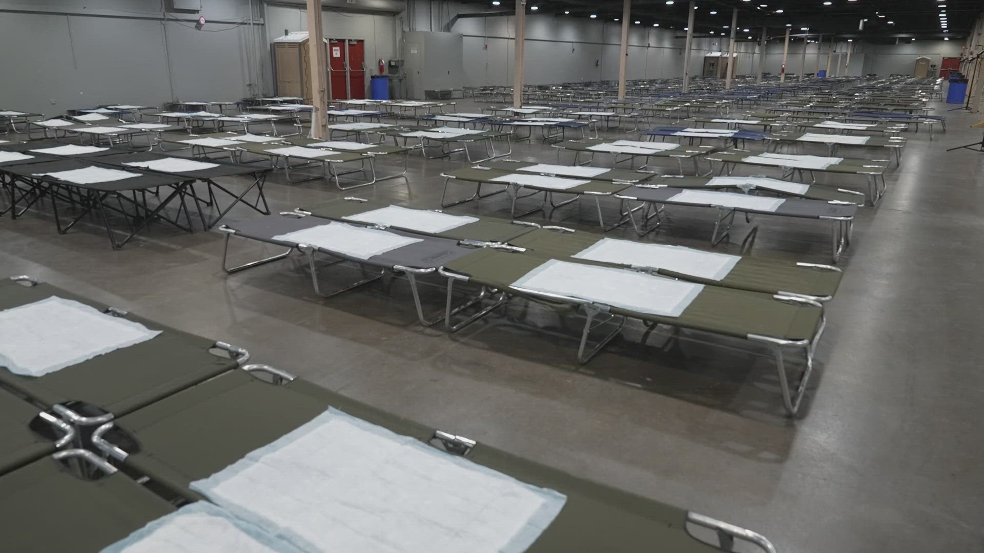 The space in Fair Park will hold 900 cots and organizers will begin intake Sunday afternoon. The shelter may be open for several days depending on the weather.