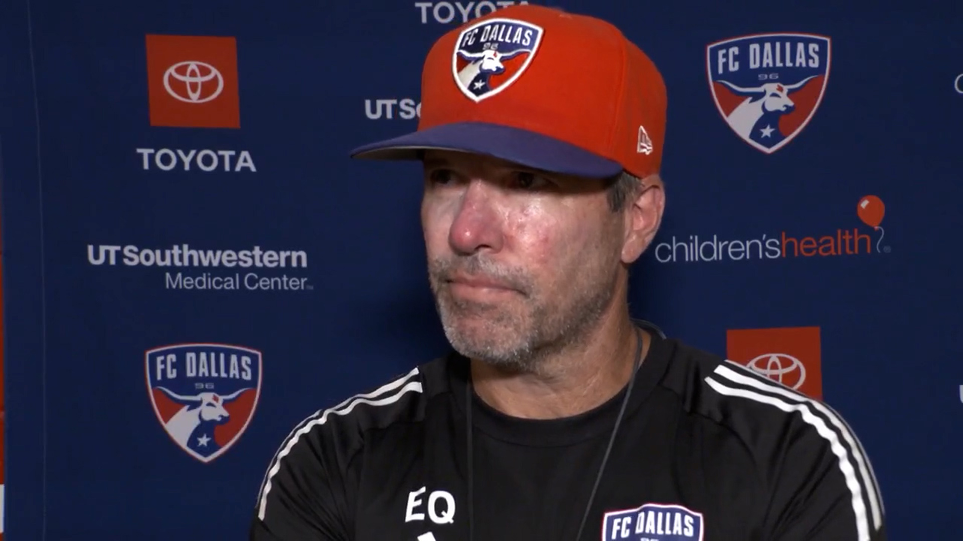 FC Dallas head coach Eric Quill and players speak before Friday's match against New York City FC.