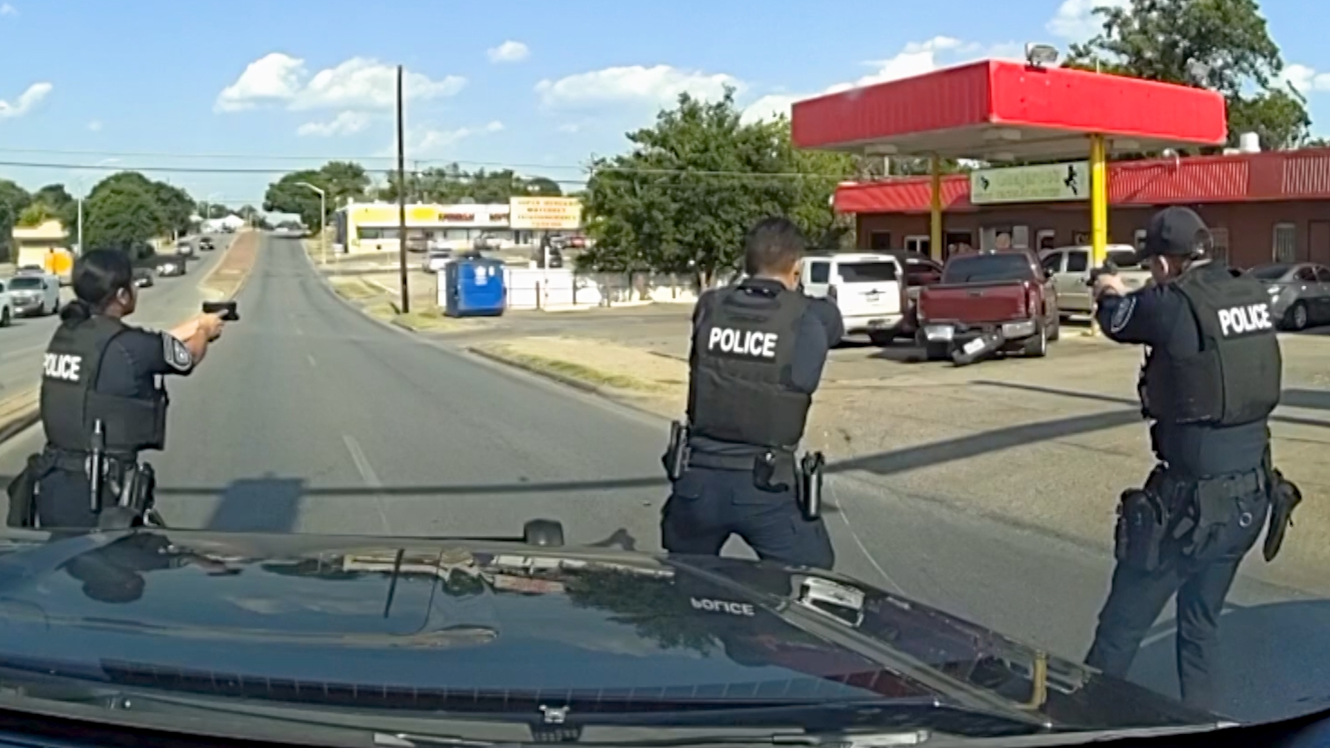 The Fort Worth Police Department released video showing a suspect being shot by officers following a pursuit in a reported stolen car.