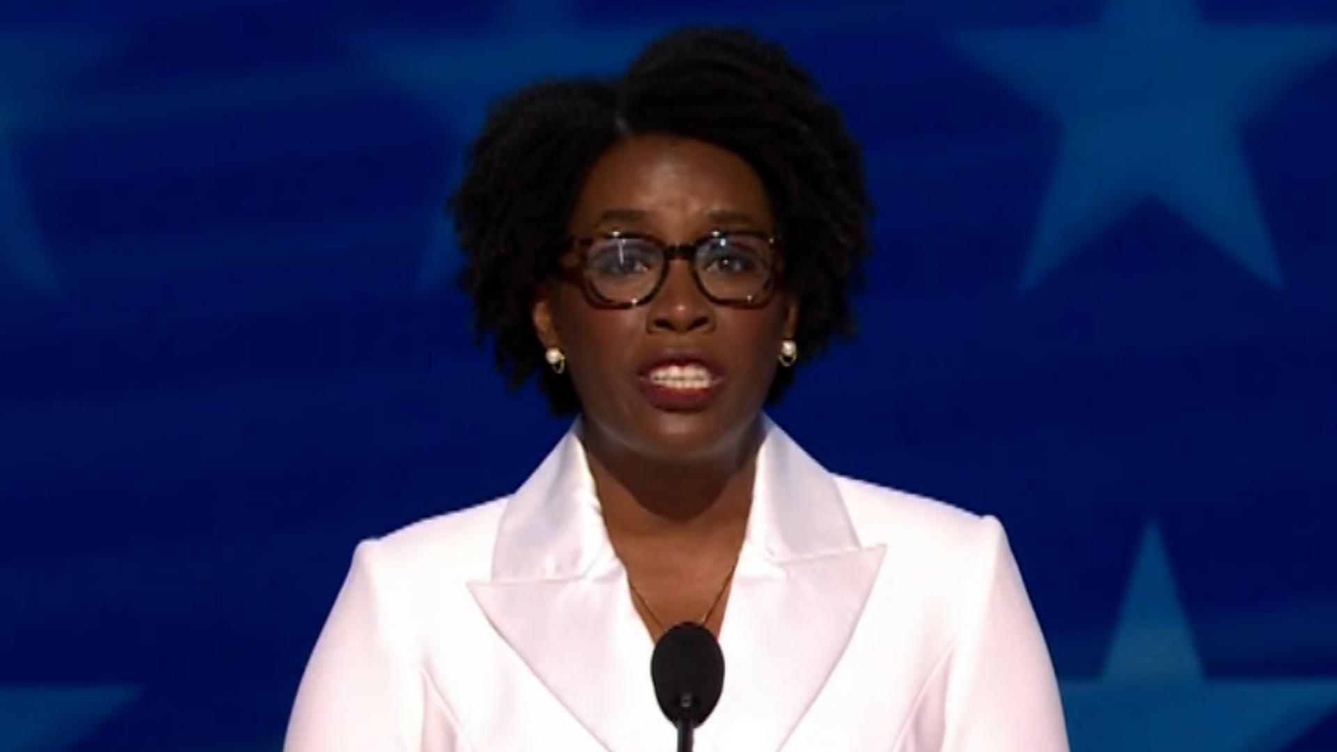 Illinois Rep. Lauren Underwood delivered a full speech on day one of the 2024 Democratic National Convention in Chicago, Illinois.