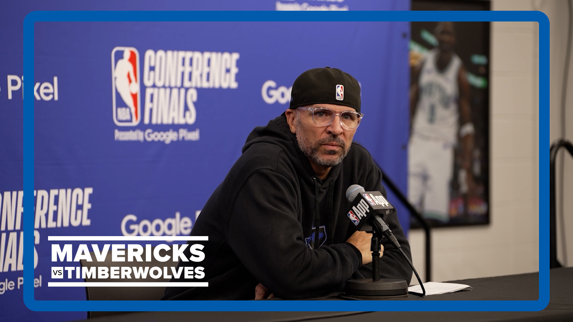 Dallas Mavericks coach Jason Kidd talks before Game 5 of the Western Conference Finals against the Minnesota Timberwolves.