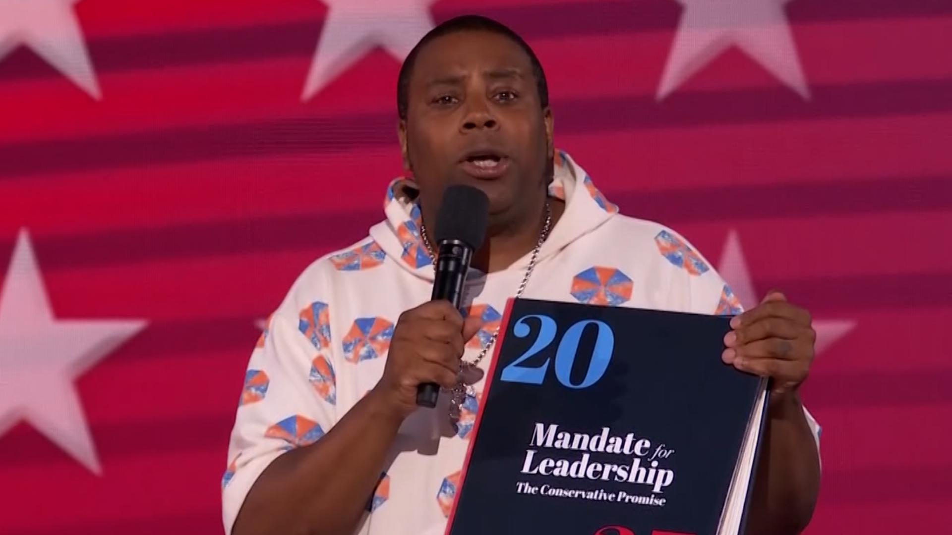 Kenan Thompson spoke about Project 2025 on day three of the 2024 Democratic National Convention in Chicago, Illinois.