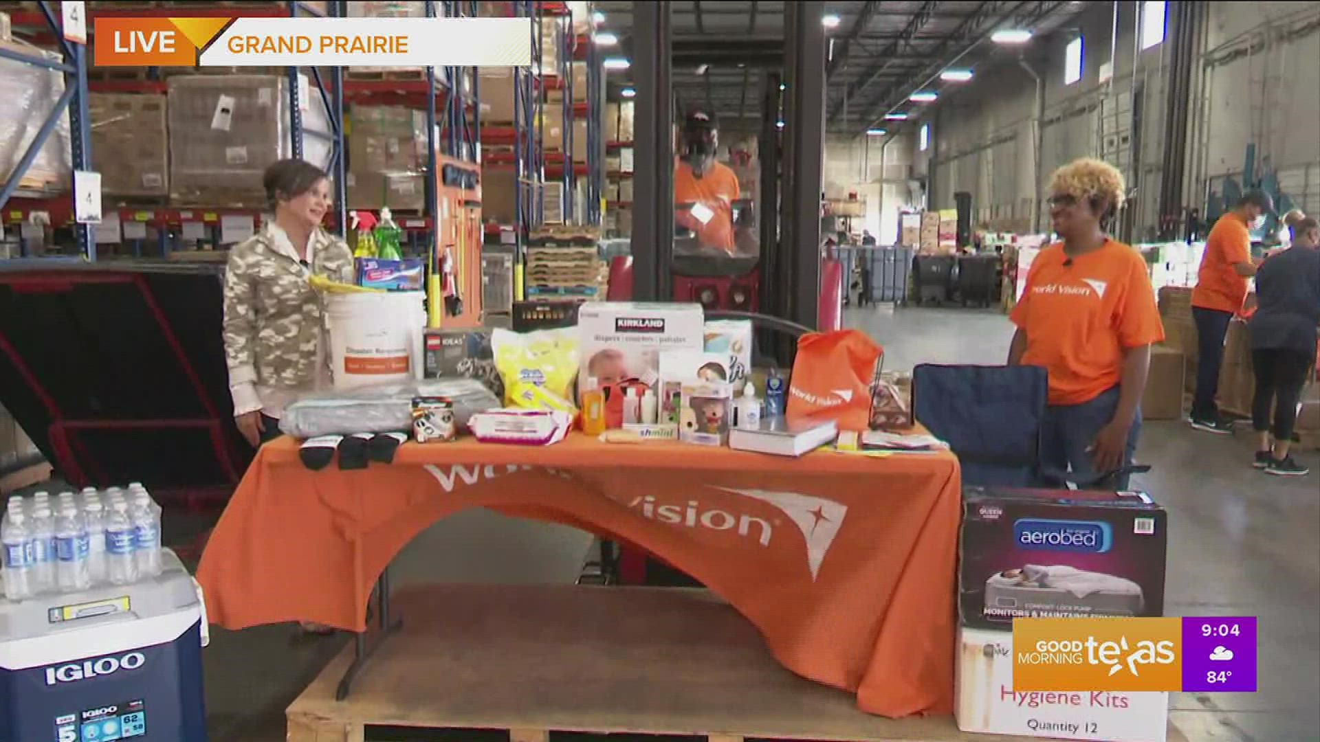 Paige reports live from the World Vision warehouse in Grand Prairie