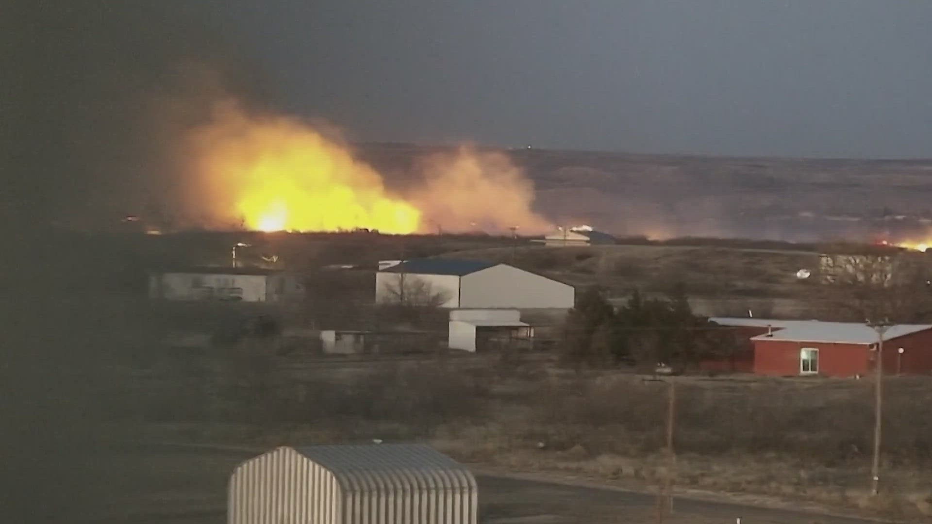 A cluster of fires has burned across more than 1,900 square miles in rural areas surrounding Amarillo, while the largest blaze spilled into Oklahoma.