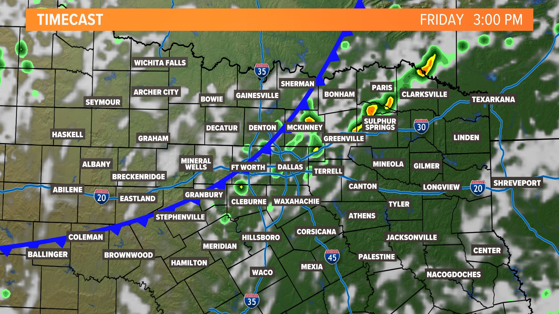 Friday rain timeline