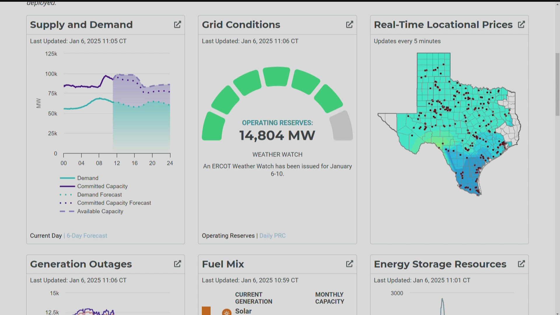 Texas' power grid operator ERCOT issued a weather watch this week amid frigid temperatures and snow potential, but says power outages aren't expected.