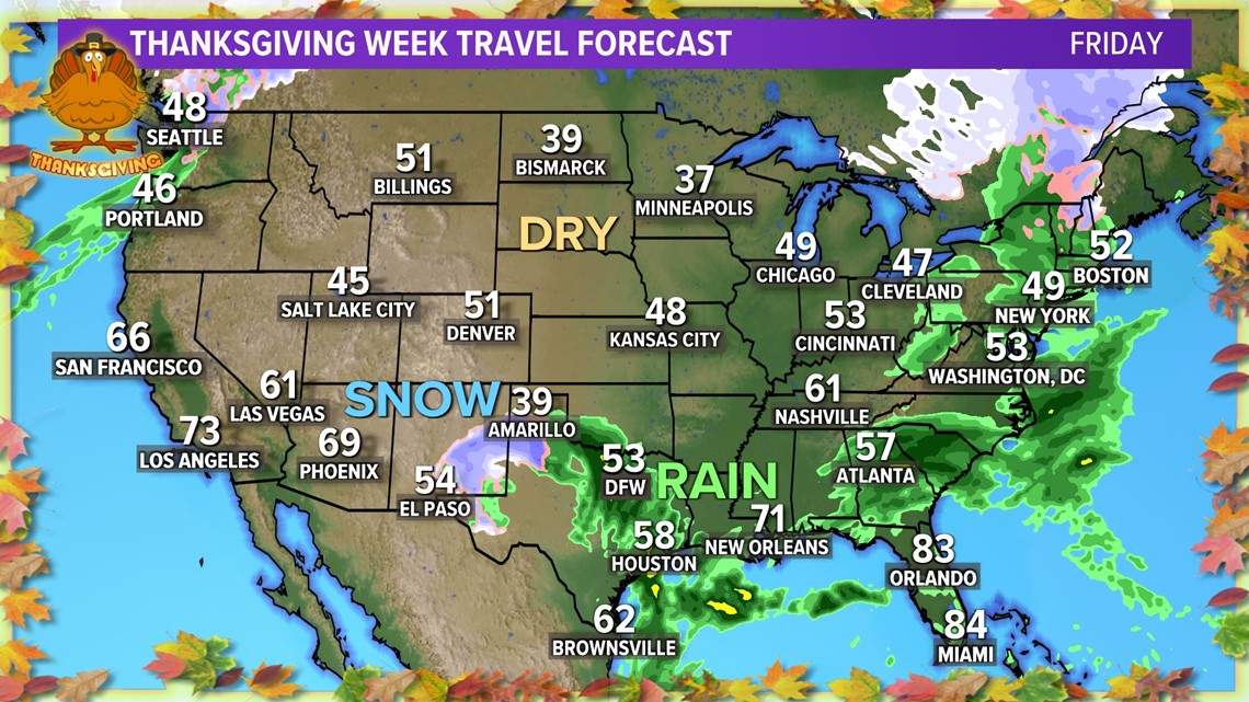 DFW weather forecast Thanksgiving week outlook