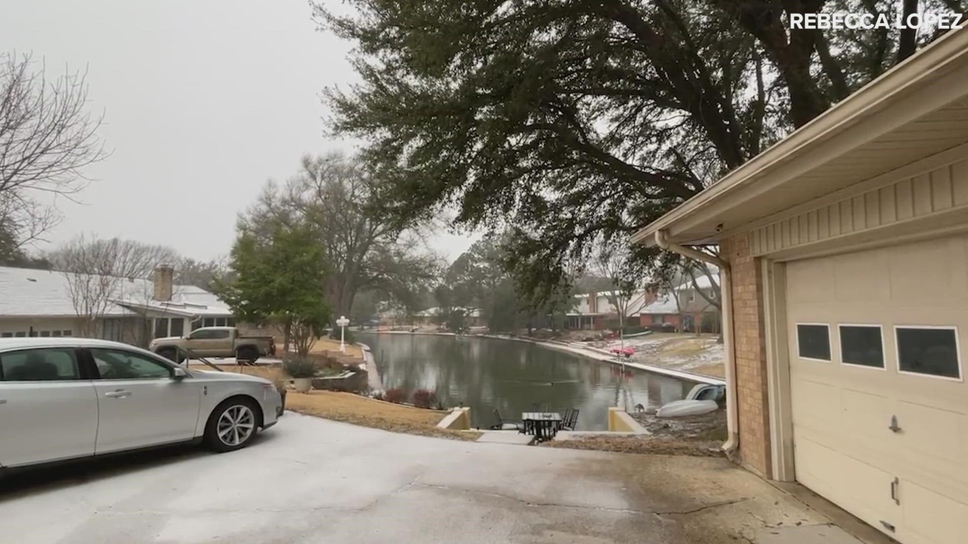 WFAA reporters and viewers captured video of loud thundersleet cracking in North Texas as a winter storm rolled through the area.