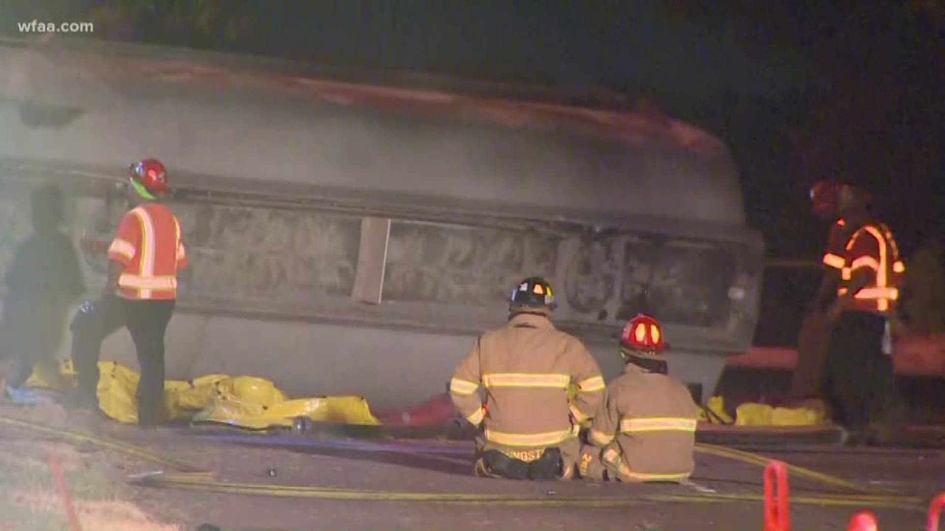 Tanker crash closes road in Richardson