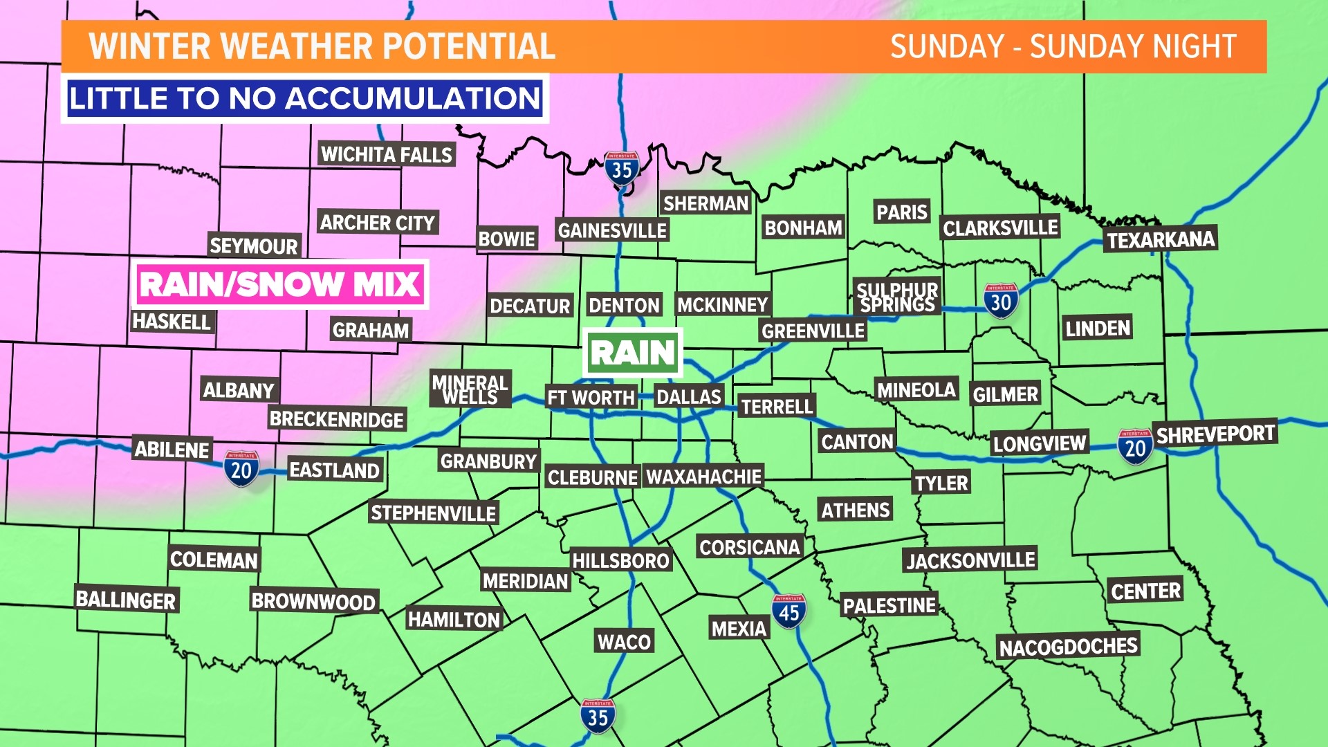 Dallas weather: Rain chances go up, temps go down. Odds on snow? | wfaa.com