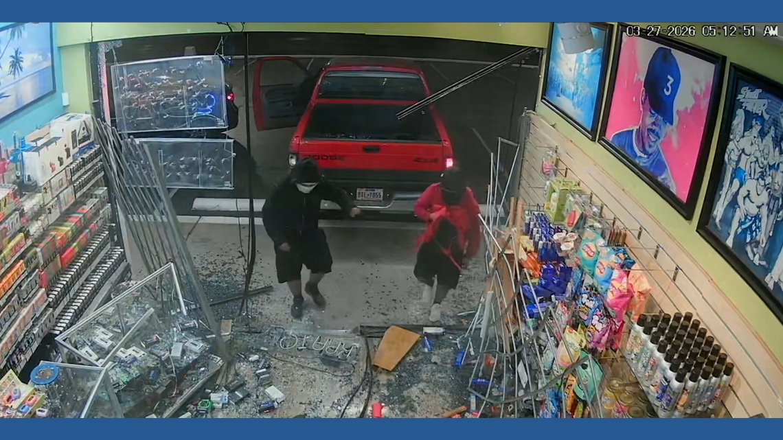 Pickup crashes into Dallas business during burglary, suspects flee scene