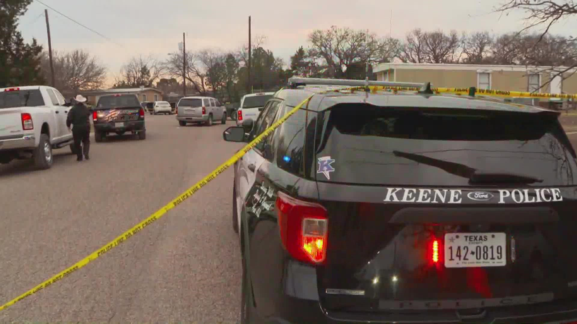 Three people were shot in Keene, TX, Tuesday, Jan.11 -- at least one has died, police said.