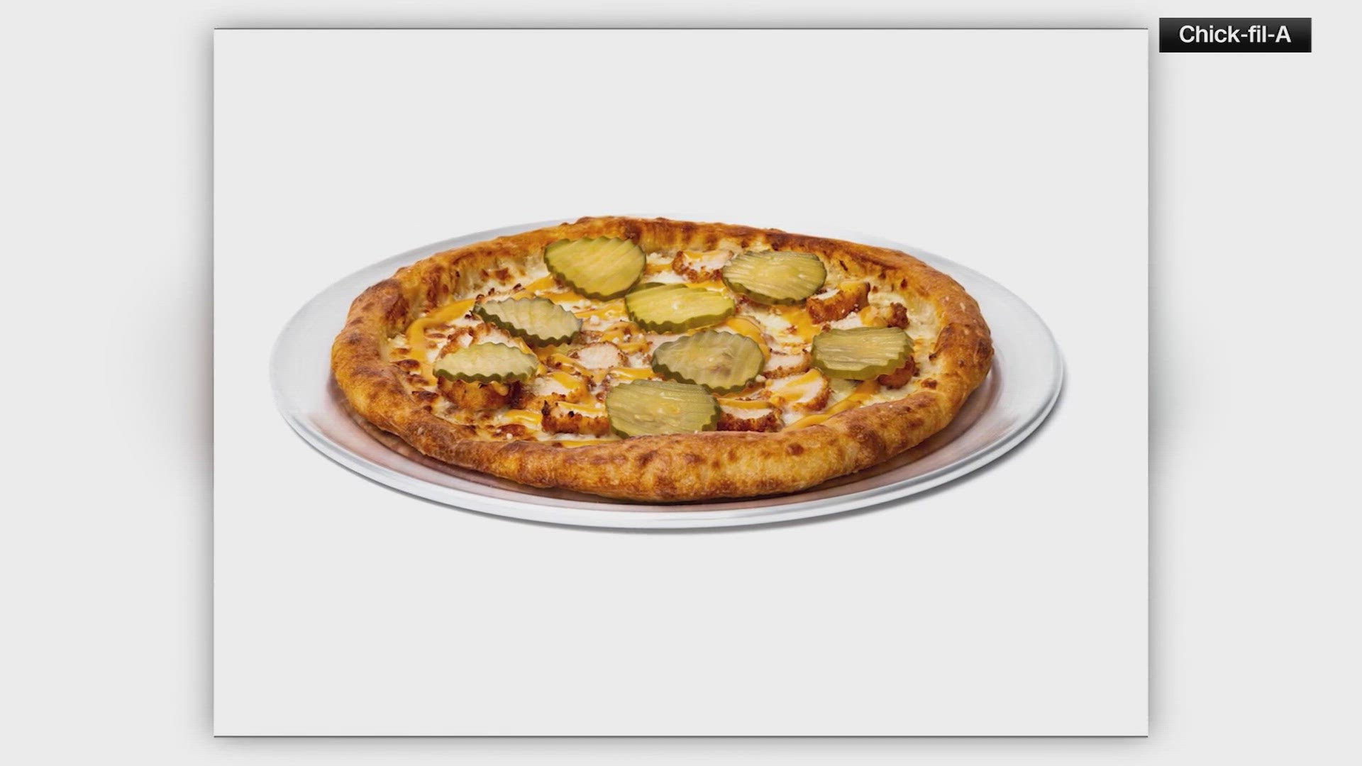 The Chick-fil-A Pizza Pie turns their signature sandwich into a pizza, complete with nuggets, pickles and a drizzle of Chick-fil-A sauce.