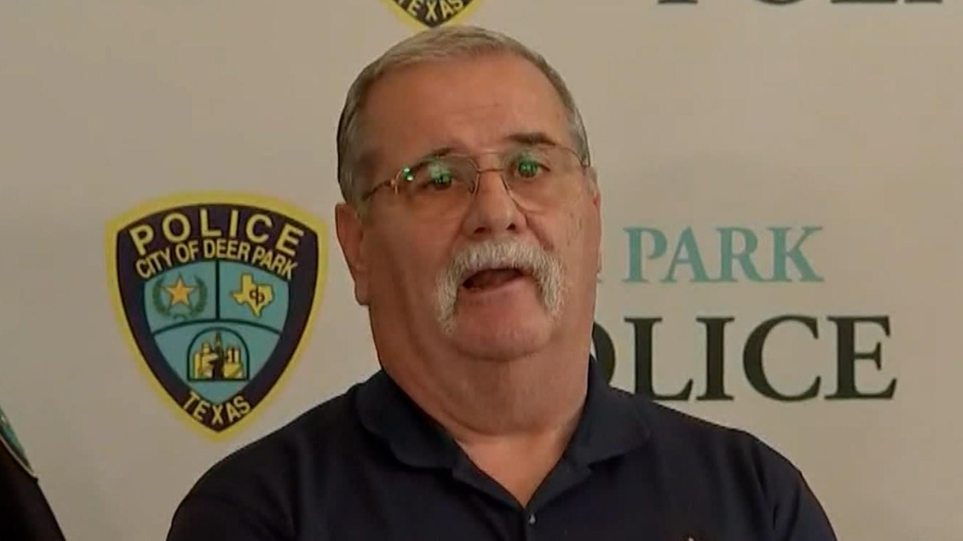 Local authorities provided updates in a full press conference after a gas pipeline exploded and spewed fire into the air in the Deer Park area of Houston, Texas