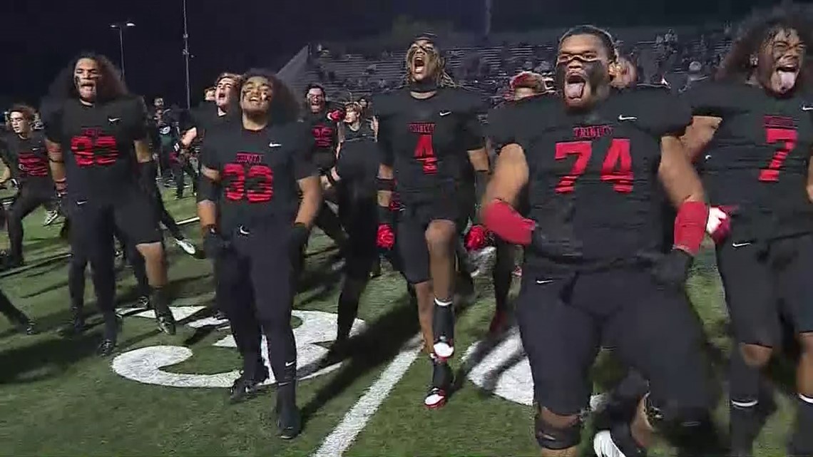 Euless Trinity's football team performs the Haka before facing Keller