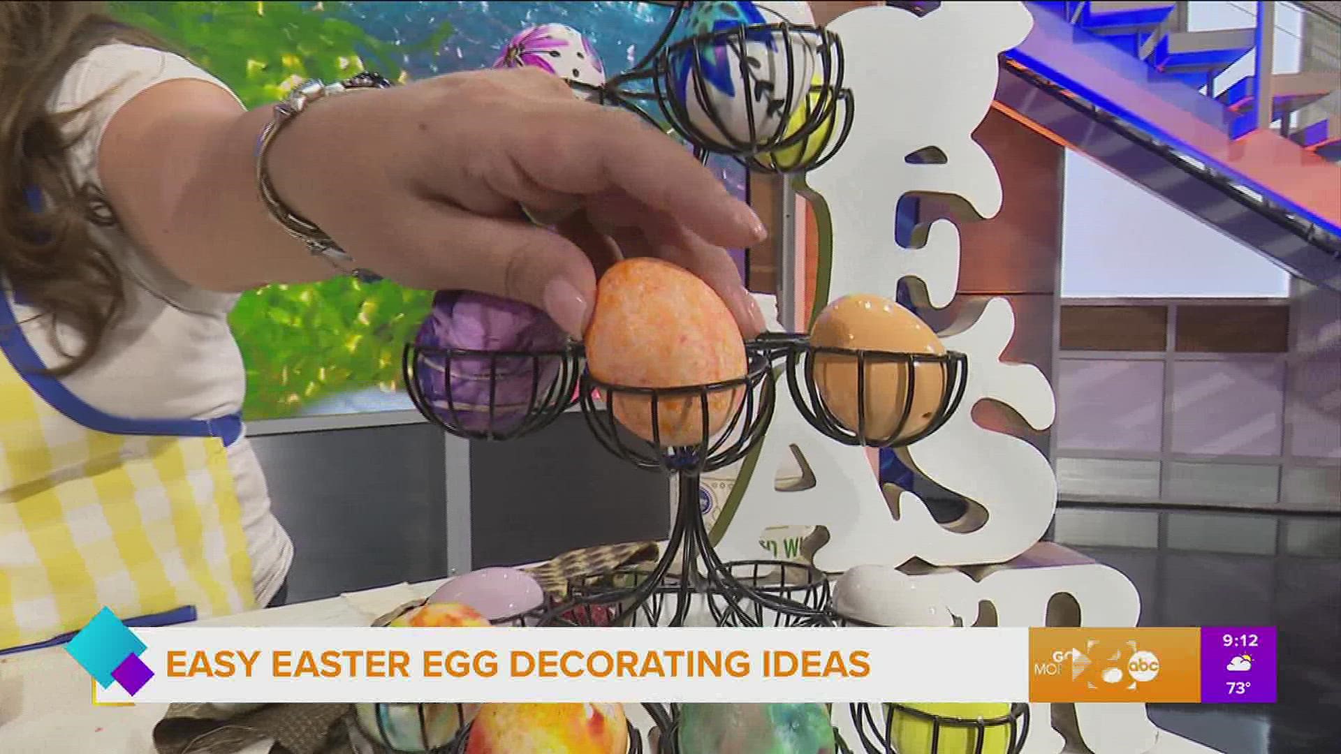 If you don't like the smell of vinegar or the big colorful mess left by dying kits, Autumn Reo of 'Mama Challenge' shares out-of-the-box easter egg decorating ideas.