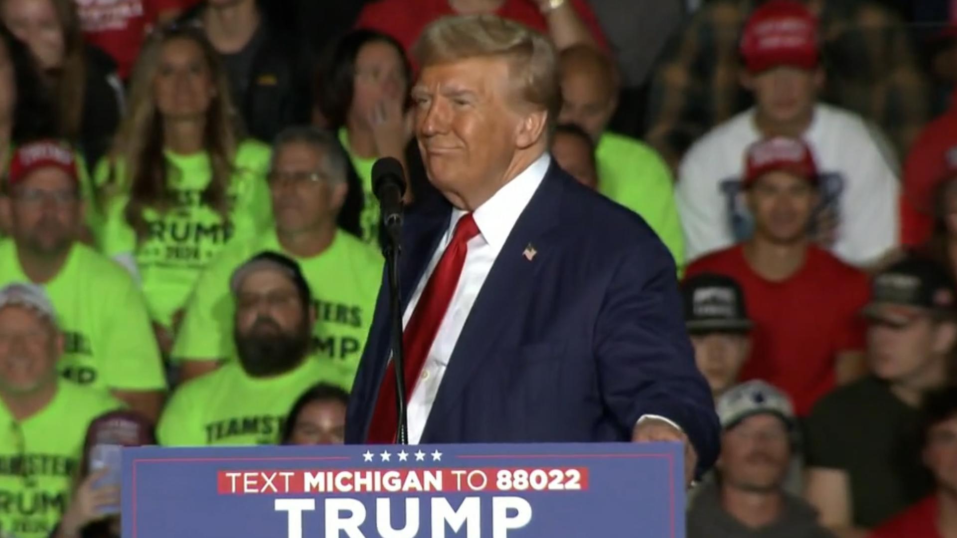 Former President Donald Trump delivered a full speech in Saginaw, Michigan, on October 6, 2024.