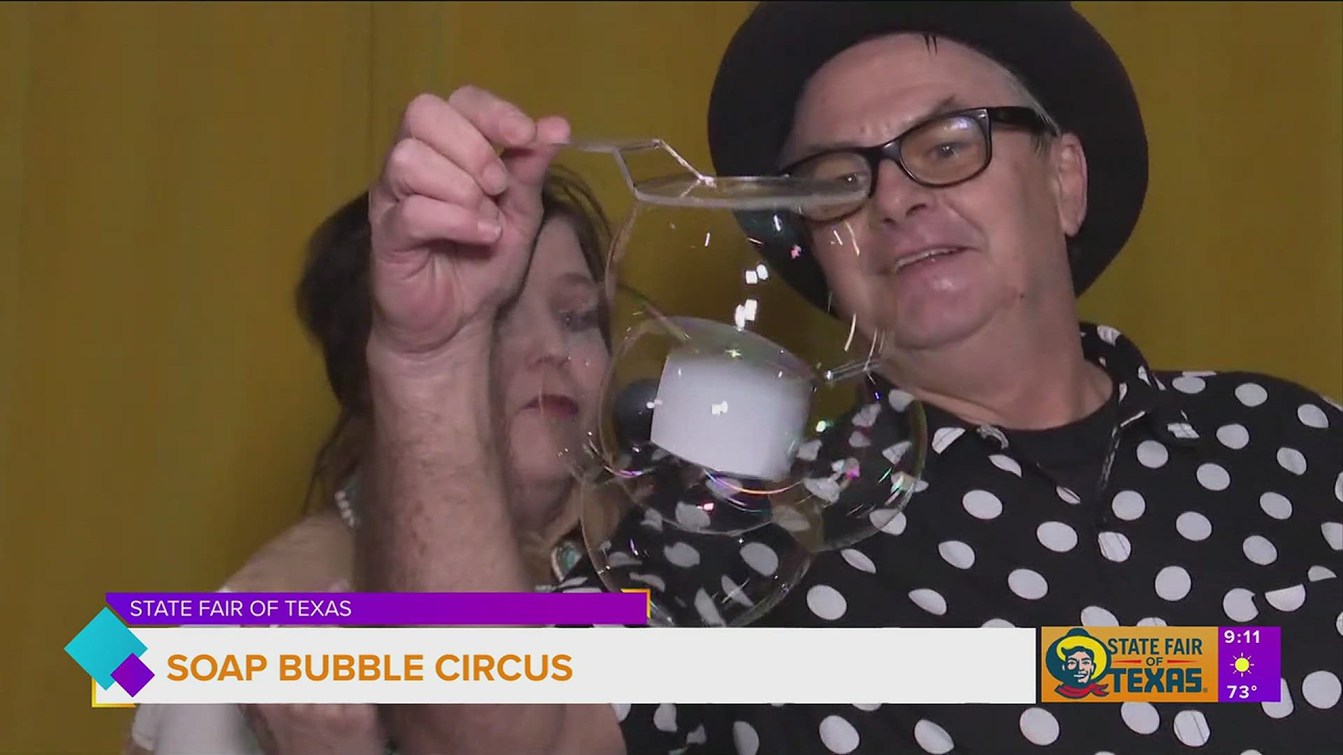 You can find the Soap Bubble Circus at the Creative Arts Building through October 22 at the State Fair of Texas