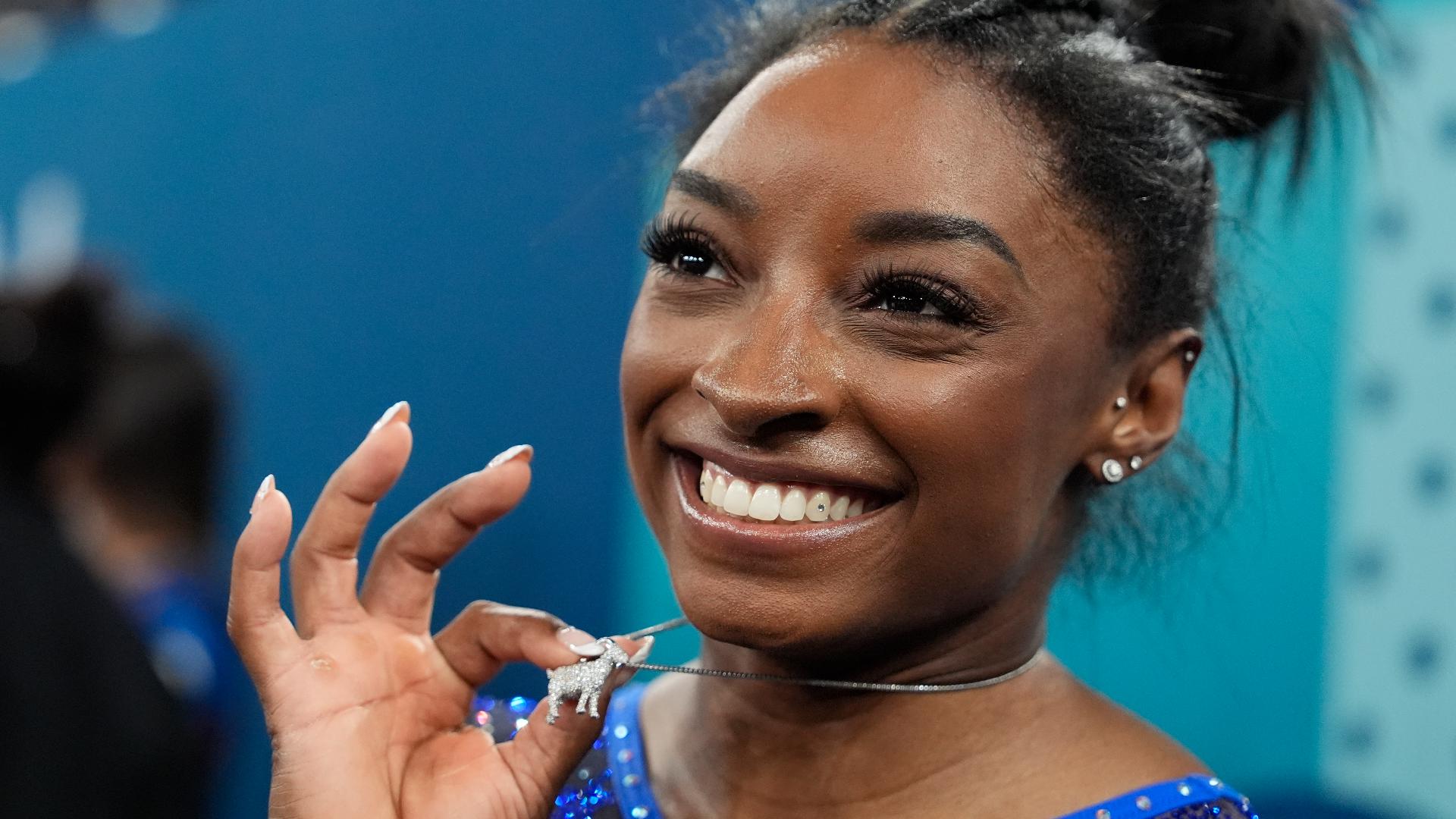 Simone Biles wears goat chain as she won 6th Olympics gold medal | wfaa.com