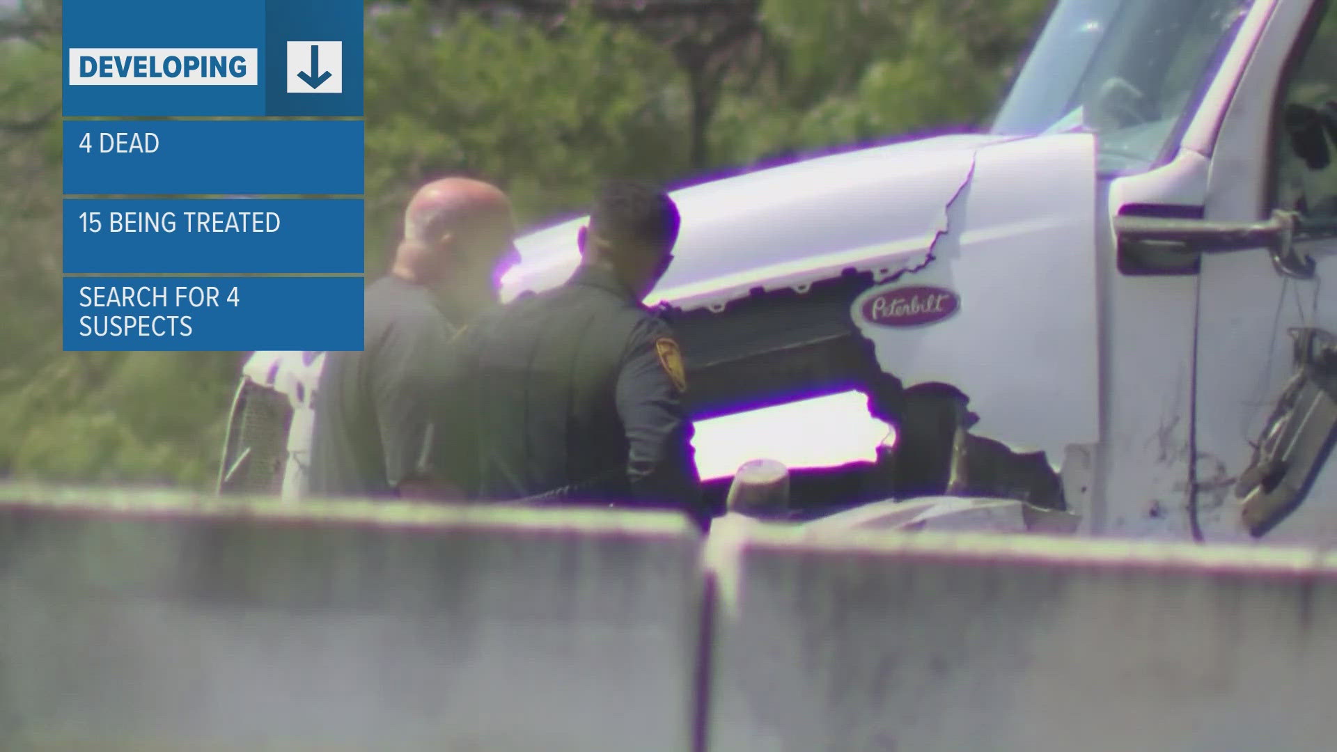The suspects were in a stolen car, officials say.